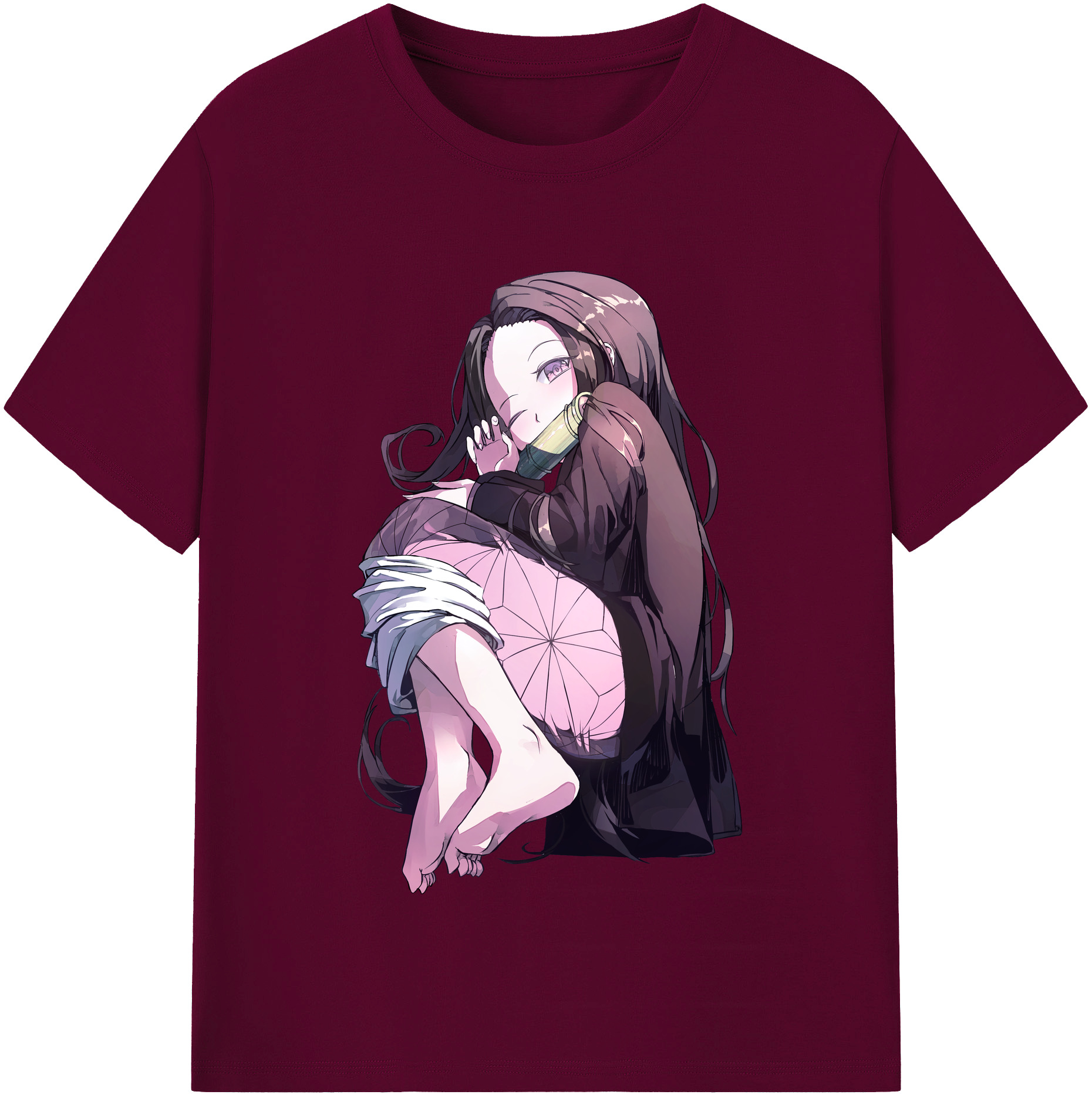 （画像用） 鬼滅の刃（きめつのやいば）竈門 禰󠄀豆子／かまど ねずこ Kamado Nezuko レディースカジュアルプリントTシャツ（綿100％）
